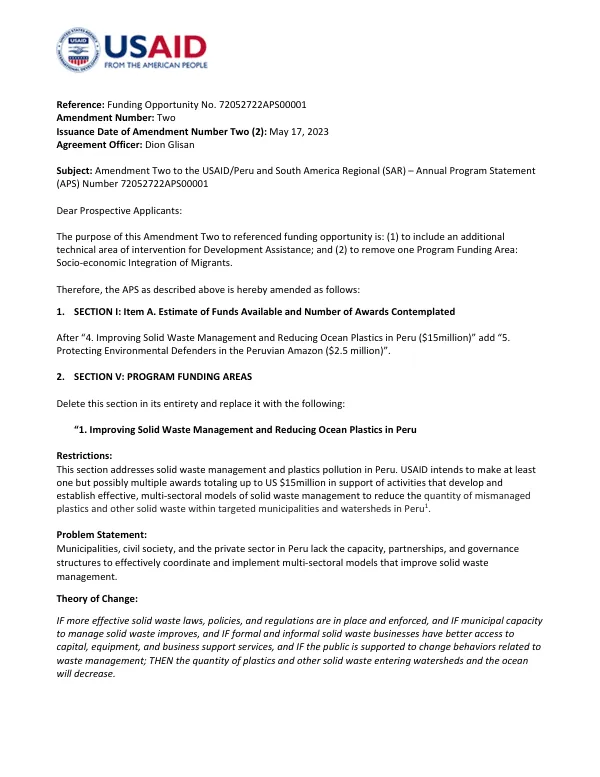 APS No. 72052722APS00001 Amendment No. 2