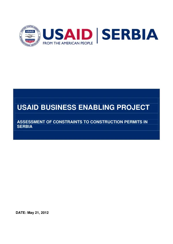 Assessment of Construction Permit Constraints in Serbia