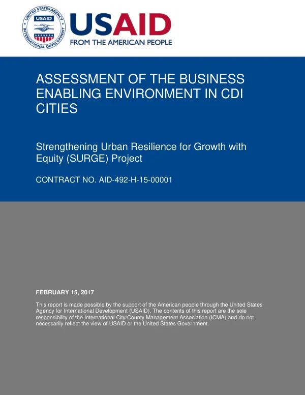 Assessment of the Business Enabling Environment in CDI Cities, Philippines