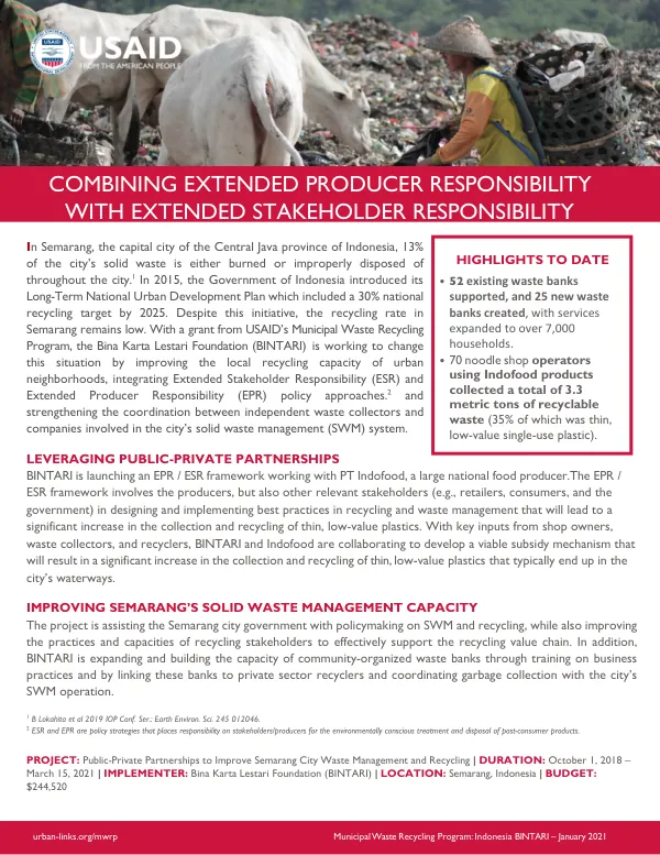 Bintari Fact Sheet: Solid Waste Management and Recycling in Semarang, Indonesia