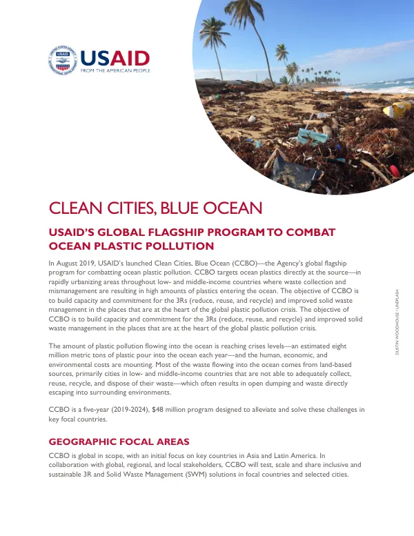 Clean Cities, Blue Ocean (CCBO) Program Information Sheet