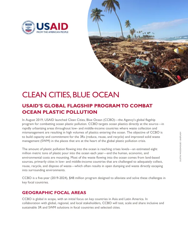 USAID Clean Cities, Blue Ocean (CCBO) Program Information Sheet