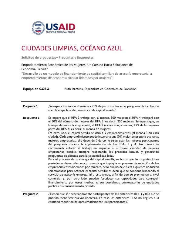 CCBO Peru RFA 5 Q&A Session