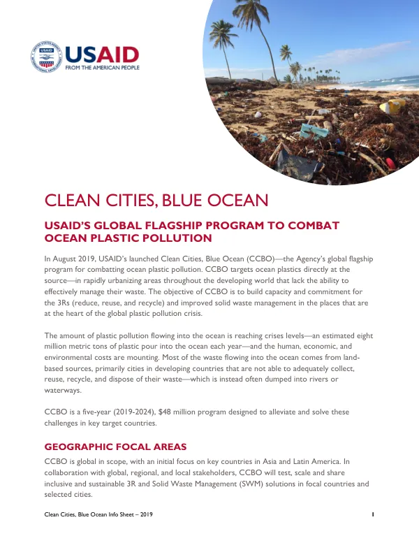 USAID Clean Cities, Blue Ocean Program Fact Sheet