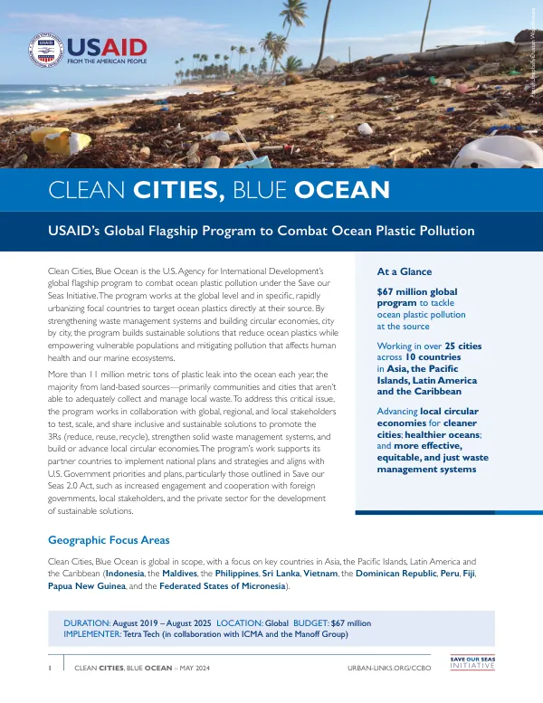 USAID Clean Cities, Blue Ocean: Global Flagship Program Fact Sheet