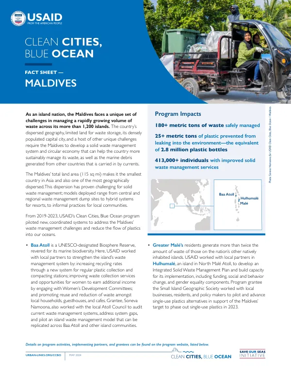 USAID Clean Cities, Blue Ocean Program: Maldives Fact Sheet