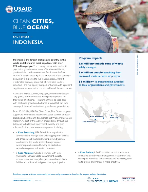 USAID Clean Cities, Blue Ocean Fact Sheet - Indonesia Program Overview