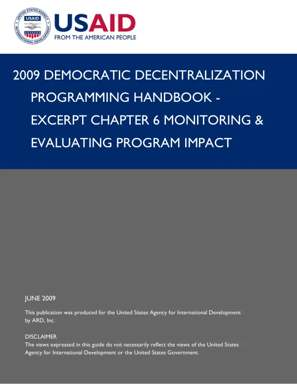 USAID Democratic Decentralization Programming Handbook: Chapter 6 Excerpt on Monitoring and Evaluation