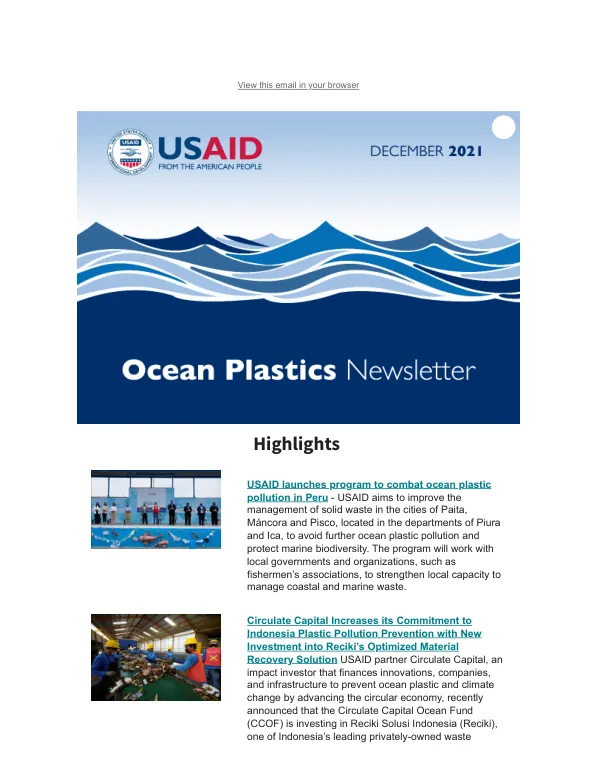 USAID Ocean Plastics Work: Latest News and Initiatives (Dec 2021)