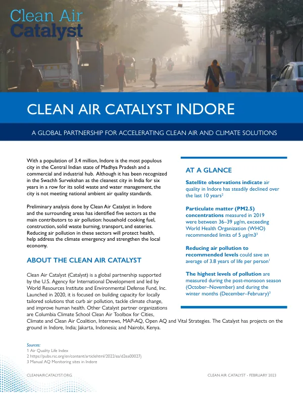 Clean Air Catalyst Indore Factsheet: Addressing Air Quality in India