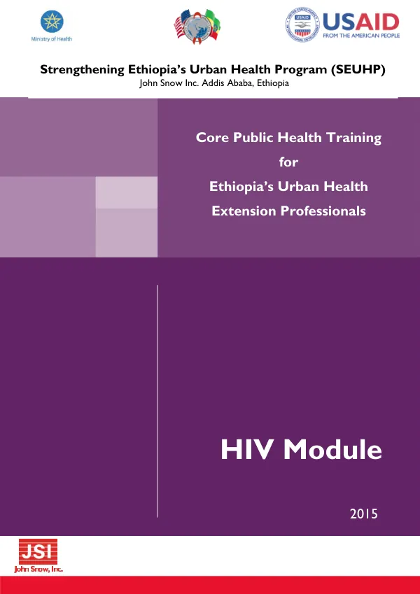 Core Public Health Training for Ethiopia's Urban Health Extension Professionals: HIV Module