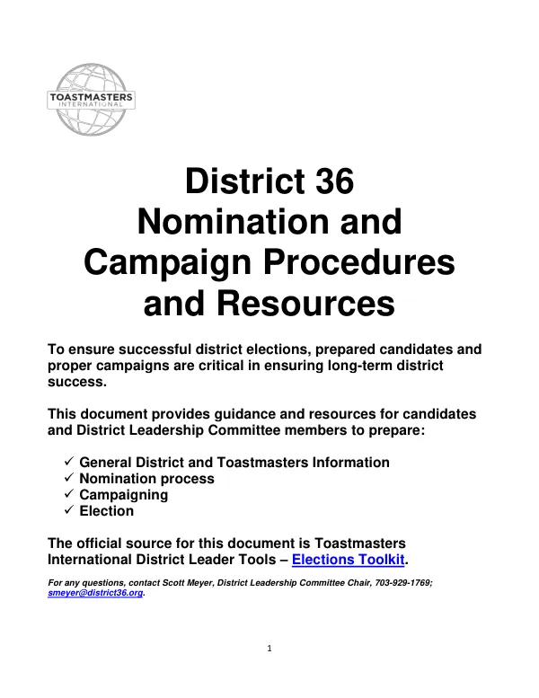 District 36 Nomination and Campaign Handbook 2016