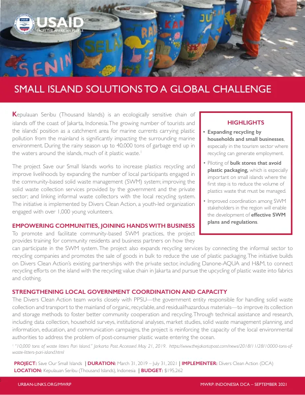 DCA Save Our Small Islands Project Fact Sheet