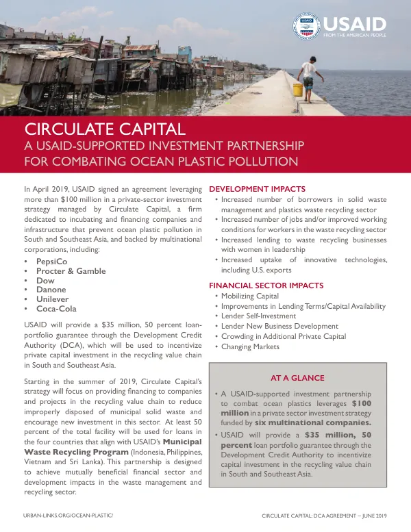 USAID-Circulate Capital DCA Agreement Summary: Combating Ocean Plastic Pollution