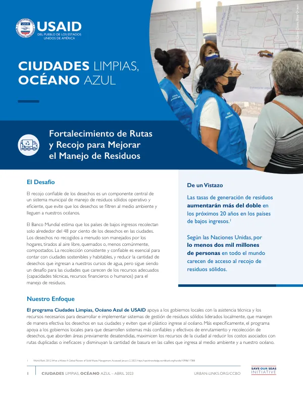 Clean Cities, Blue Ocean: Routing and Collection Factsheet (Spanish)