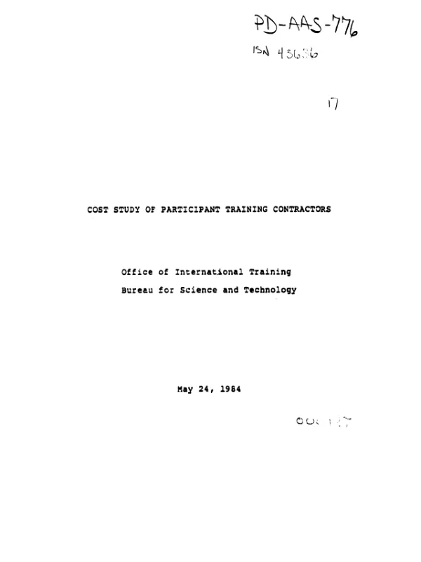 Cost study of participant training contractors