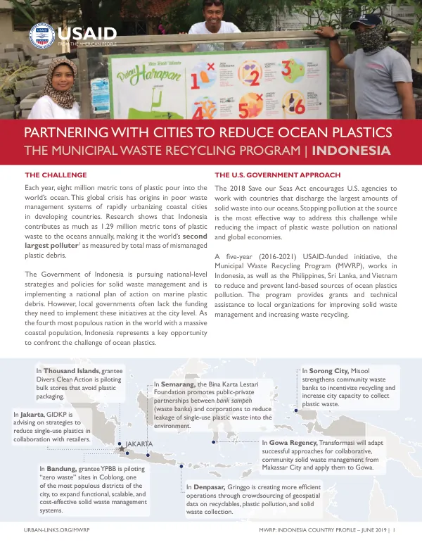 Indonesia Country Profile: Municipal Waste Recycling Program to Reduce Ocean Plastics