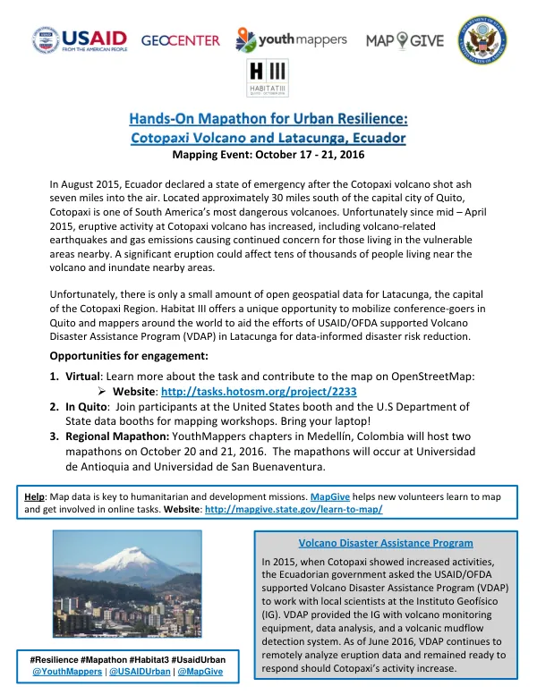 Interagency Mapathon for Cotopaxi Volcano Disaster Response
