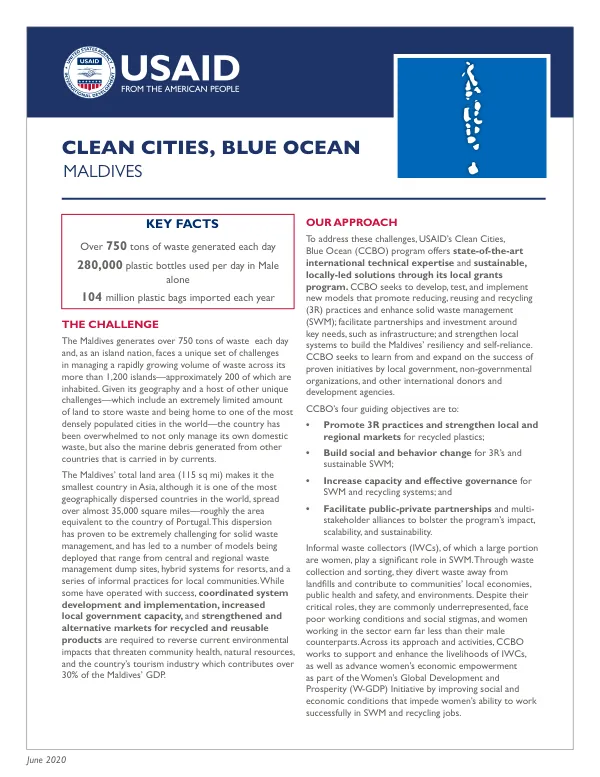Maldives Clean Cities, Blue Ocean: Waste Management Challenges and USAID's CCBO Program