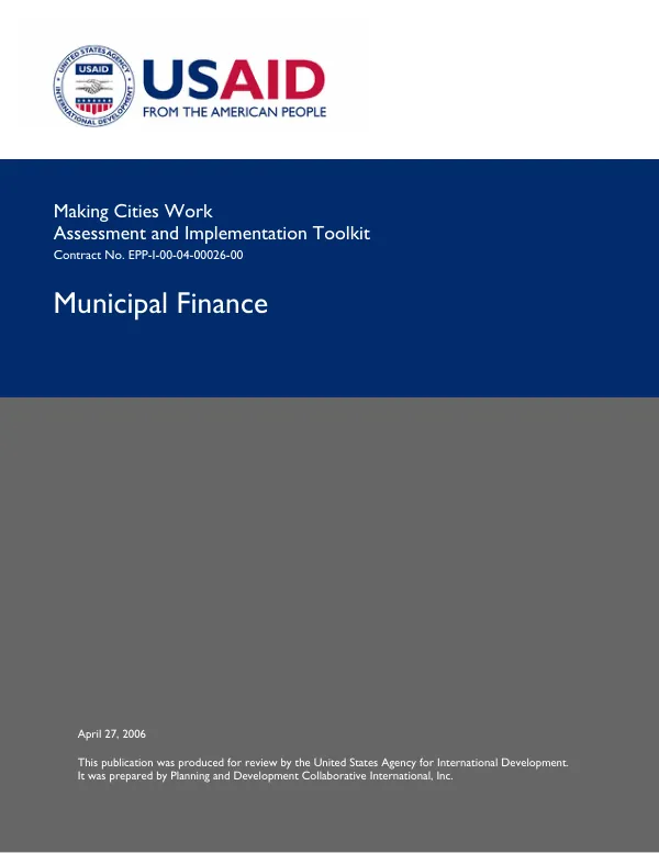 Municipal Finance Assessment Toolkit: Making Cities Work