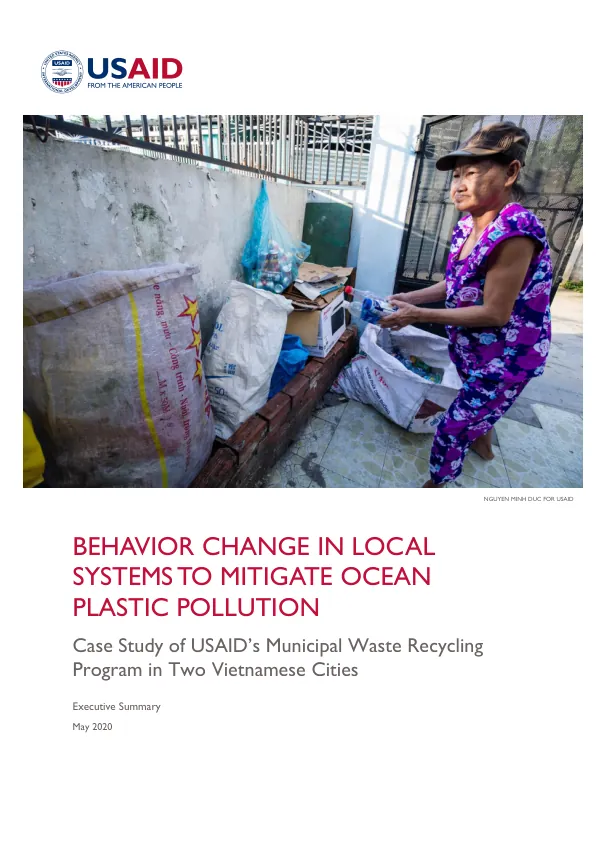 Municipal Waste Recycling Program Executive Summary: Behavior Change to Address Ocean Plastic Pollution