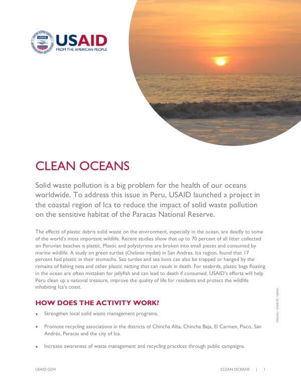 Clean Oceans Project in Peru: Reducing Plastic Pollution in Paracas National Reserve