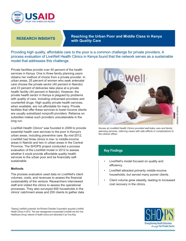 Reaching Urban Kenyans with Quality Healthcare: LiveWell Clinics Evaluation