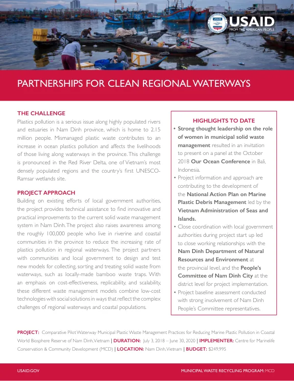 Partnerships for Clean Regional Waterways Project in Vietnam