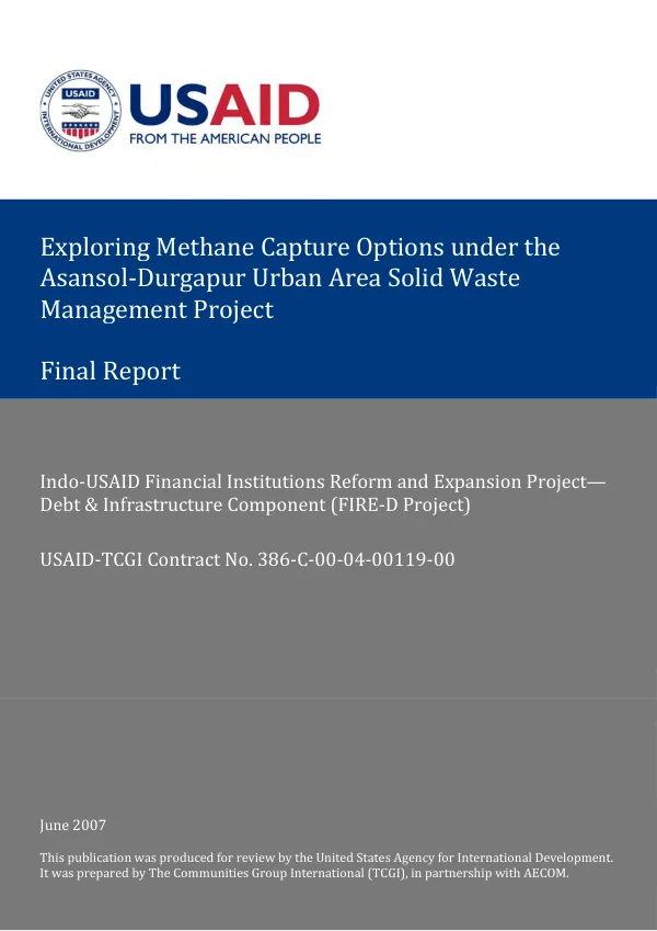 USAID Fire-D Project: Methane Capture and Waste Management in Asansol Urban Area