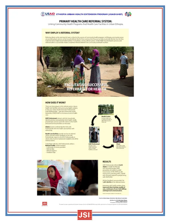 Primary Health Care Referral System: Linking Community Health Programs and Facilities in Urban Ethiopia (HIV Focus)