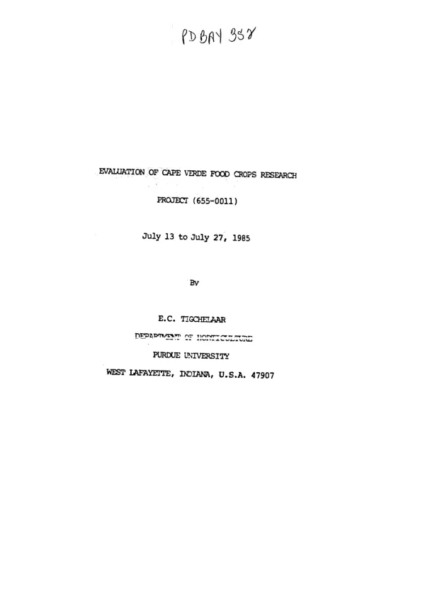 Evaluation of Cape Verde food crops research project (655-0011)