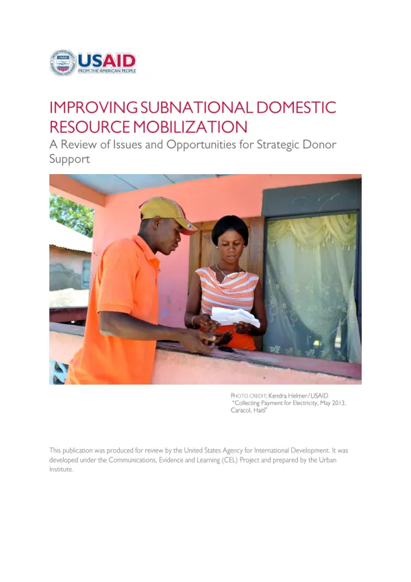 Subnational Domestic Resource Mobilization Report