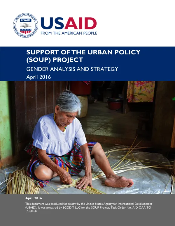 Support to the Urban Policy (SOUP) Project: Gender Analysis and Strategy