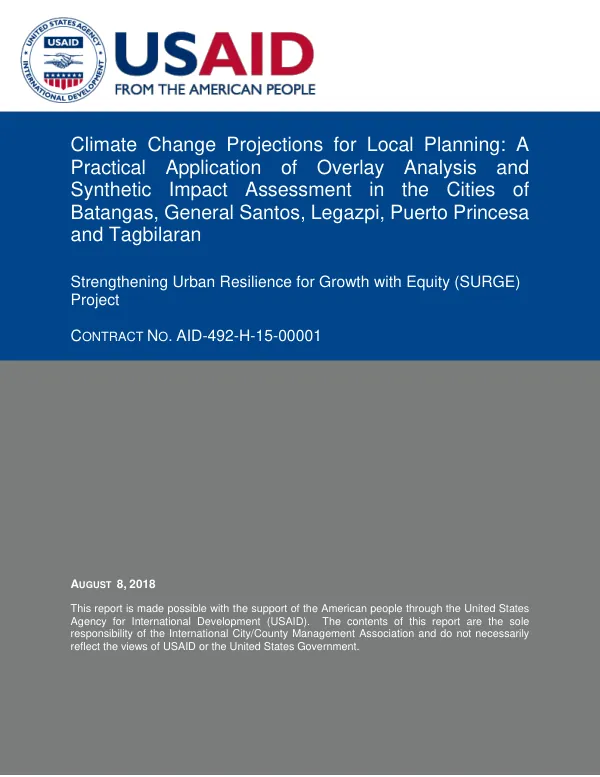 Climate Change Projections for Local Planning in Philippine Cities