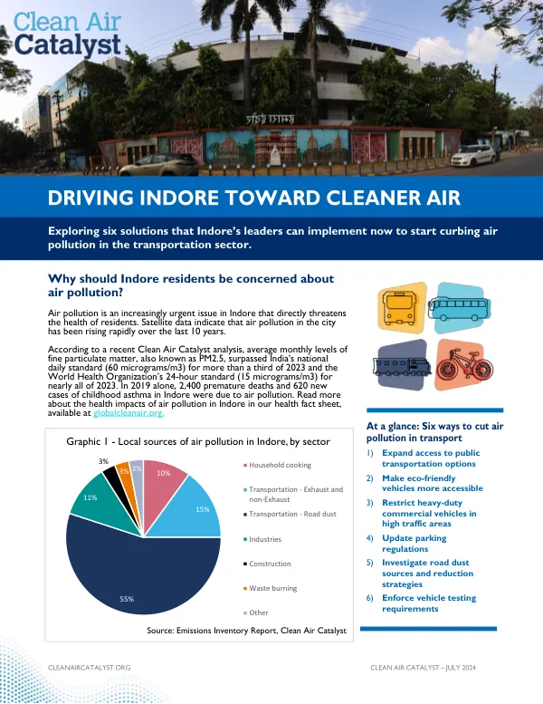 Transportation Solutions for Clean Air in Indore: A Factsheet