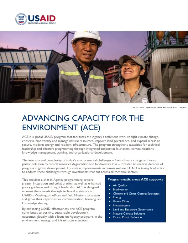 USAID Advancing Capacity for the Environment (ACE) Program Fact Sheet