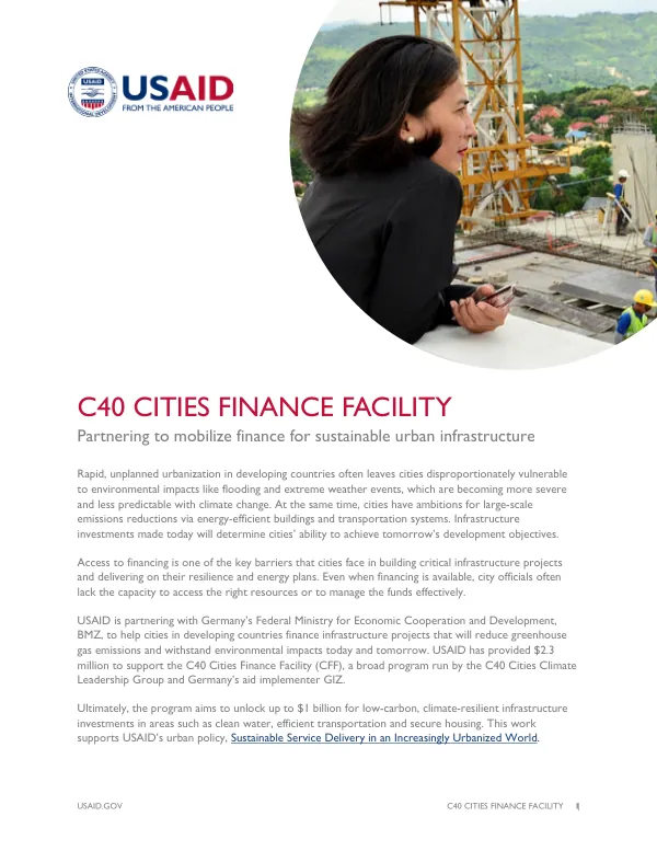 USAID C40 Cities Finance Facility: Mobilizing Finance for Sustainable Urban Infrastructure