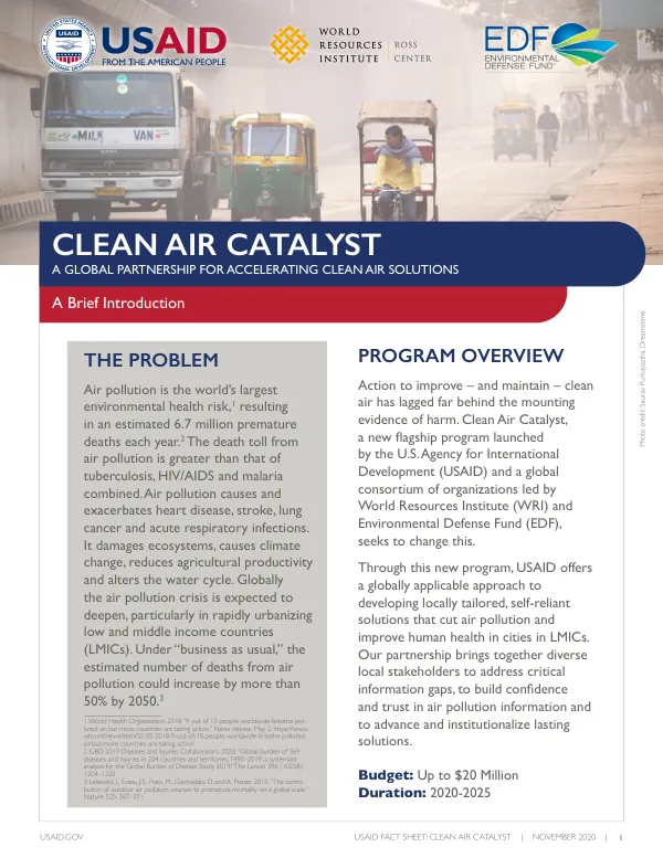USAID Clean Air Catalyst Program Fact Sheet