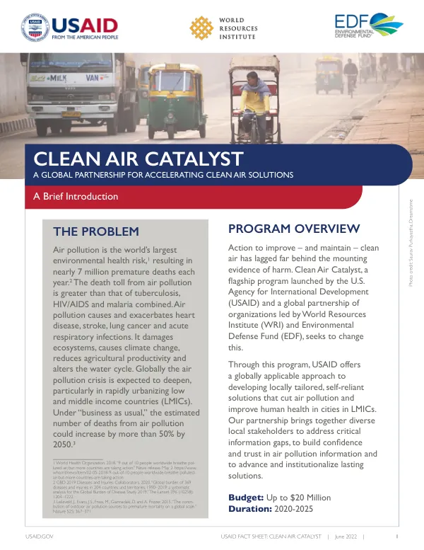 USAID Clean Air Catalyst Program Fact Sheet