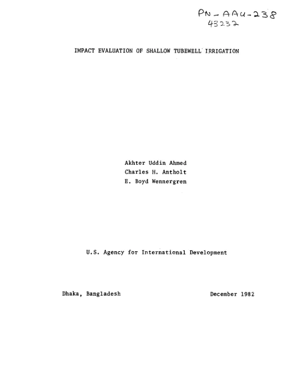 Impact evaluation of shallow tubewell irrigation