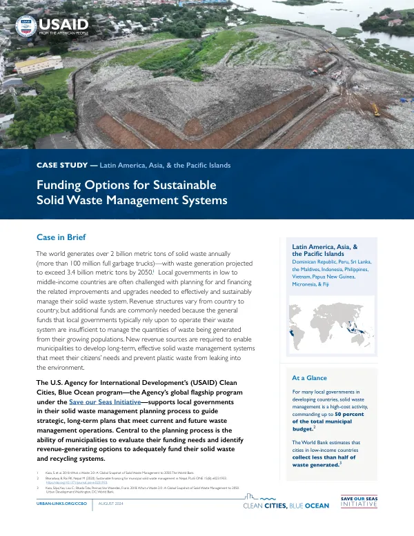 USAID Funding Options for Sustainable Solid Waste Systems: A Case Study