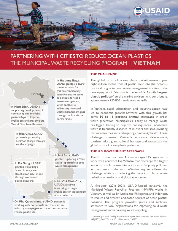 USAID MWRP Vietnam Country Profile: Reducing Ocean Plastic Pollution