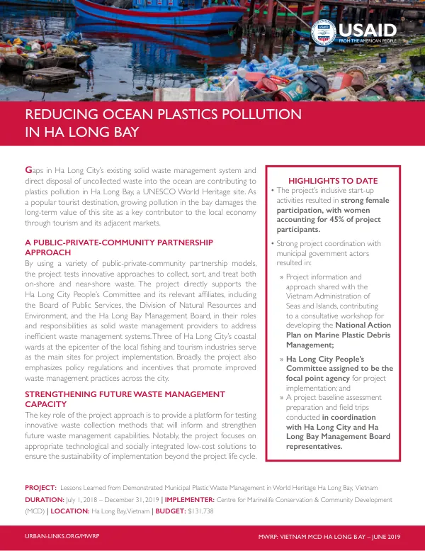 USAID MWRP Vietnam: Reducing Ocean Plastics in Ha Long Bay