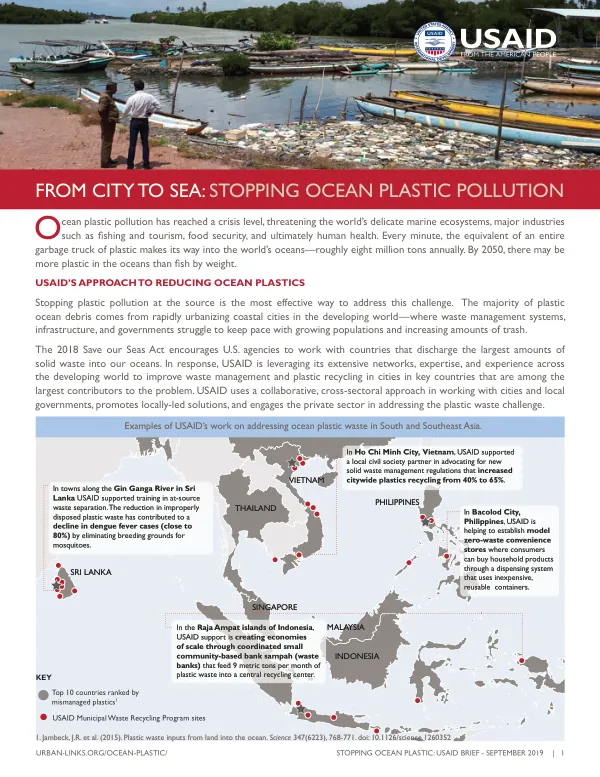 USAID's Approach to Reducing Ocean Plastic Pollution