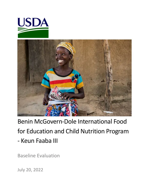Benin McGovern-Dole International Food for Education and Child Nutrition Program - Keun Faaba III: Baseline Evaluation
