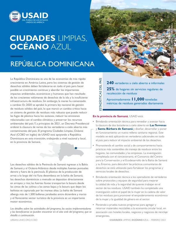 USAID Clean Cities, Blue Ocean (CCBO) Program Report: Dominican Republic Solid Waste Management