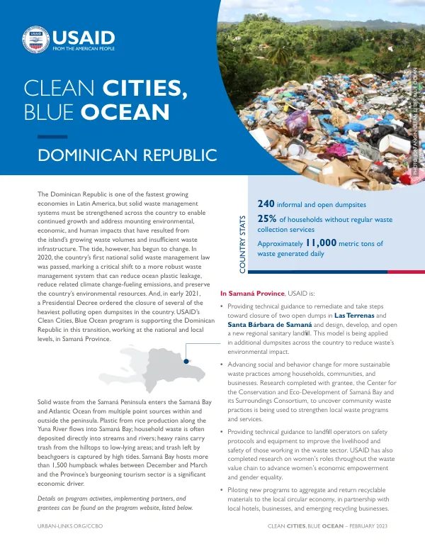 USAID Clean Cities, Blue Ocean Program: Dominican Republic Fact Sheet