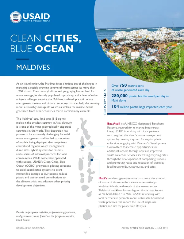 USAID Clean Cities, Blue Ocean (CCBO) Program: Maldives Fact Sheet