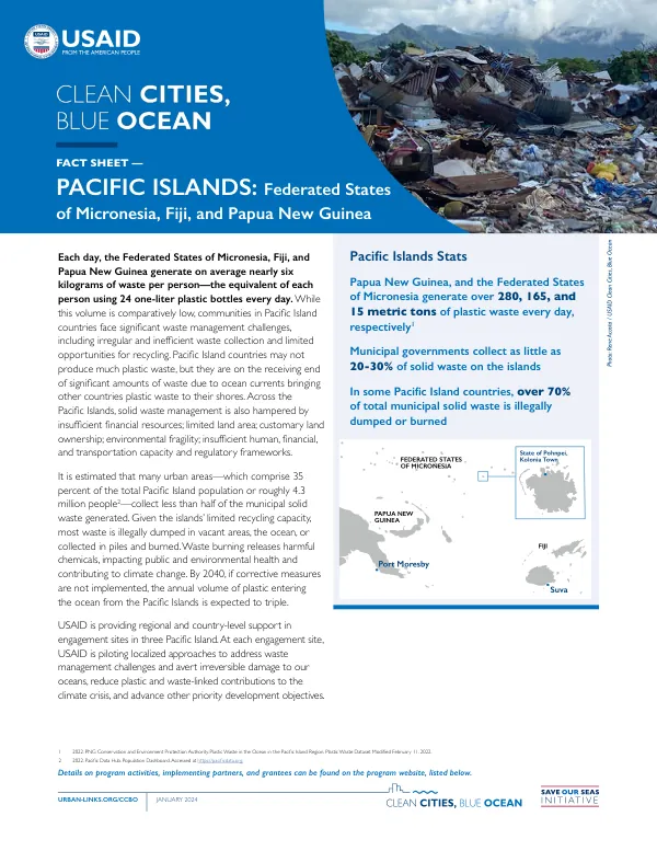 USAID Clean Cities, Blue Ocean: Pacific Islands Fact Sheet