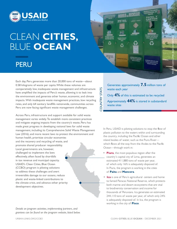 USAID Clean Cities, Blue Ocean (CCBO) Peru Program Fact Sheet